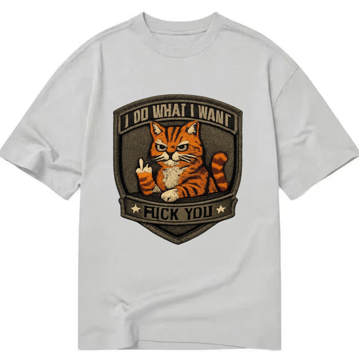 I DO WHAT I WANT CAT - sassy cat in orange , feline attitude - Classic T-shirt - Grey
