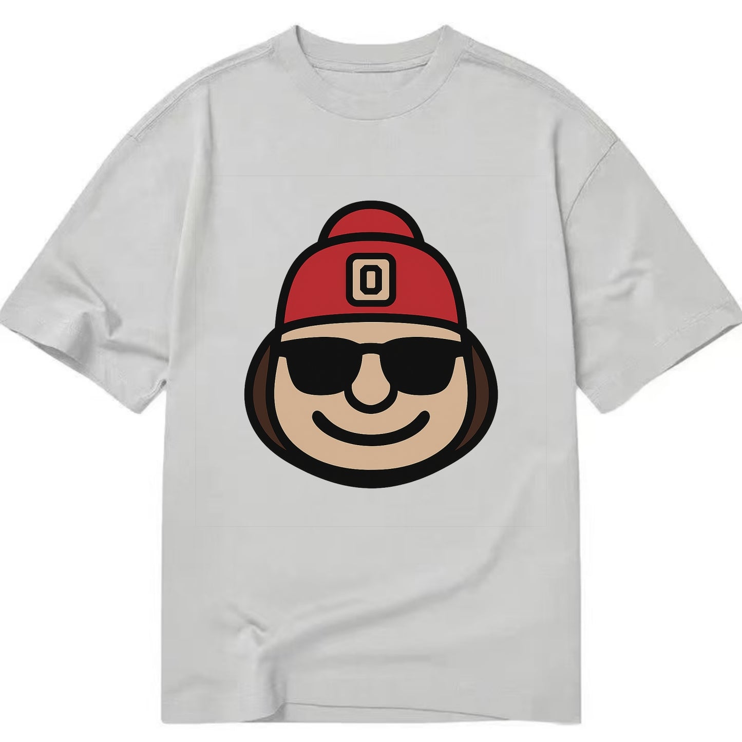 Columbus Brutus wearing Ohio State beanie with Block O patch - Classic T-shirt - Grey