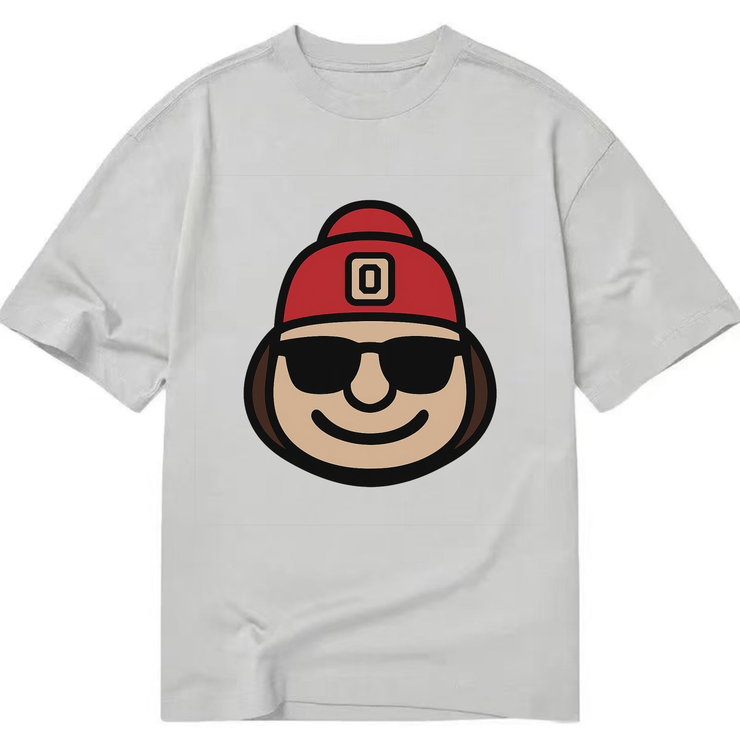 Columbus Brutus wearing Ohio State beanie with Block O patch - Classic T-shirt - Grey