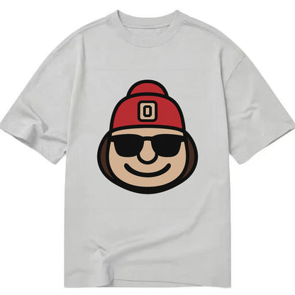 Columbus Brutus wearing Ohio State beanie with Block O patch - Classic T-shirt - Grey