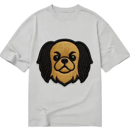 Japanese Chin - Modern flat-face logo wi - Classic T-shirt - Grey