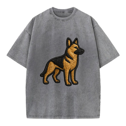 German Shepherd - Trendy minimal silhoue - Vintage T-shirt - Grey