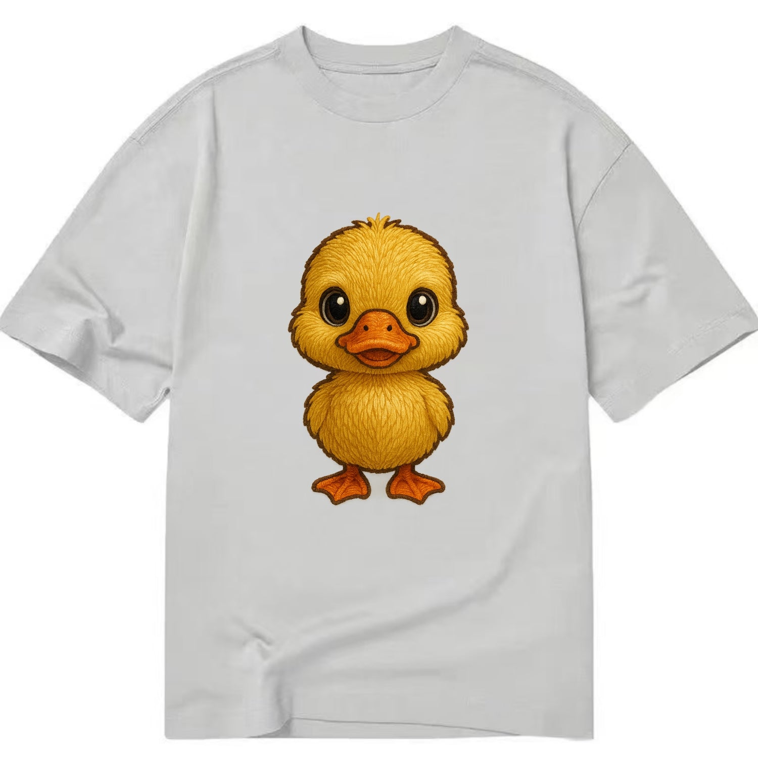 Baby Duck Duckling - yellow fluffy, orange beak, bright eyes, front-facing, quack - Classic T-shirt - Grey