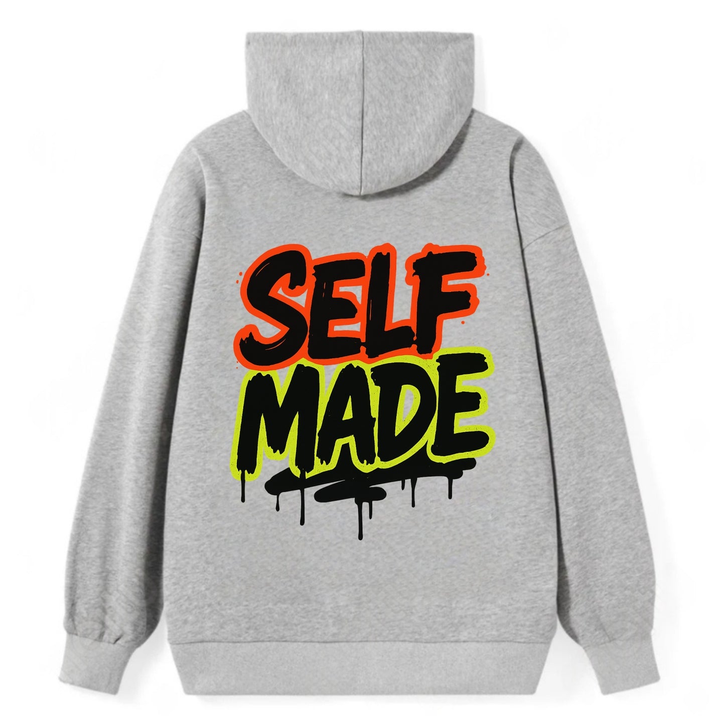 Bold typography design - "SELF MADE" - built from nothing, earned success - Classic Pullover Hoodie - Grey