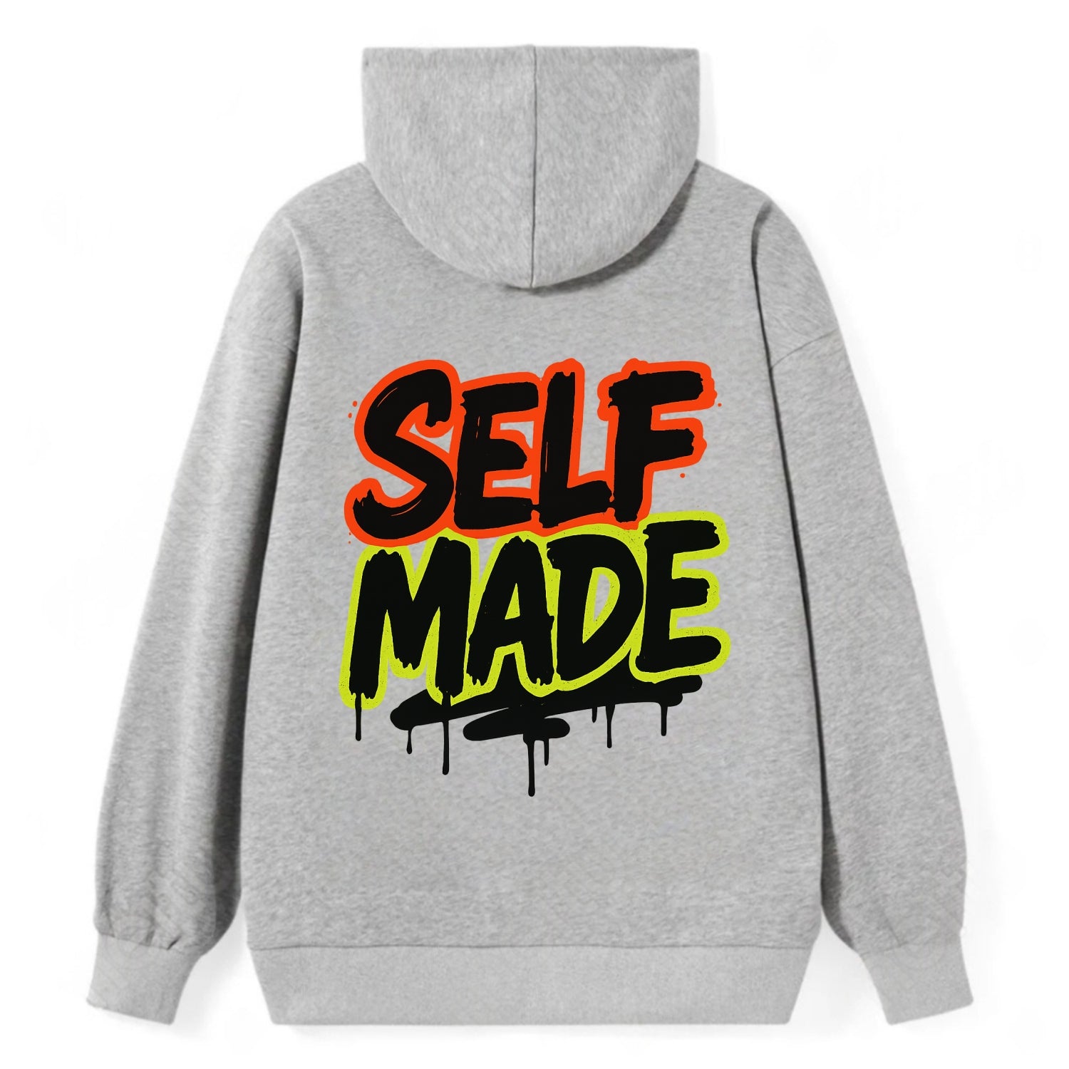 Bold typography design - "SELF MADE" - built from nothing, earned success - Classic Pullover Hoodie - Grey