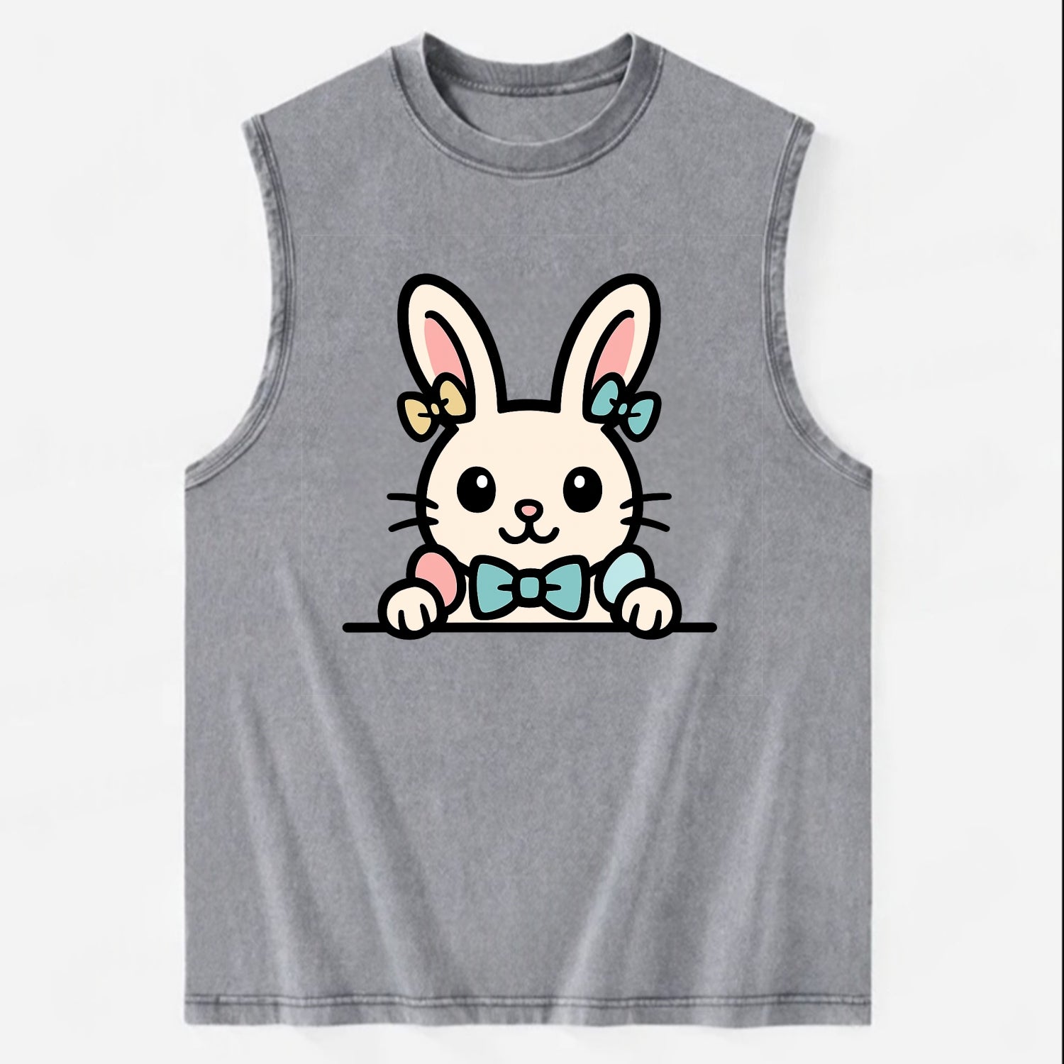Easter Bunny  - Vintage Washed Tank - Grey