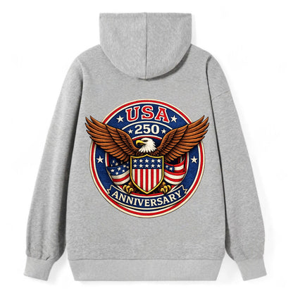 Usa 250 Anniversary Eagle Shield Emblem - Classic Pullover Hoodie - Grey
