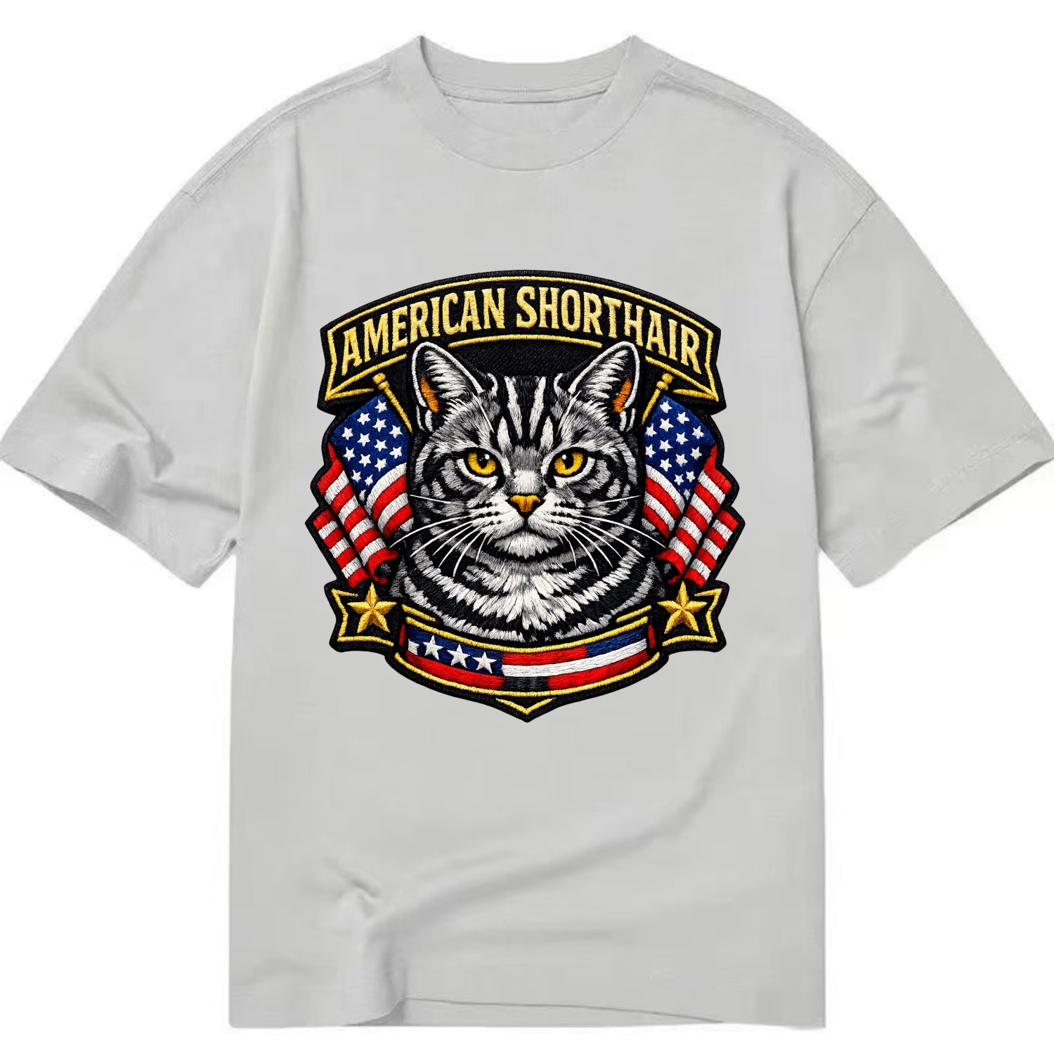 AMERICAN SHORTHAIR - classic american cat in silver tabby , all-American cat - Classic T-shirt - Grey
