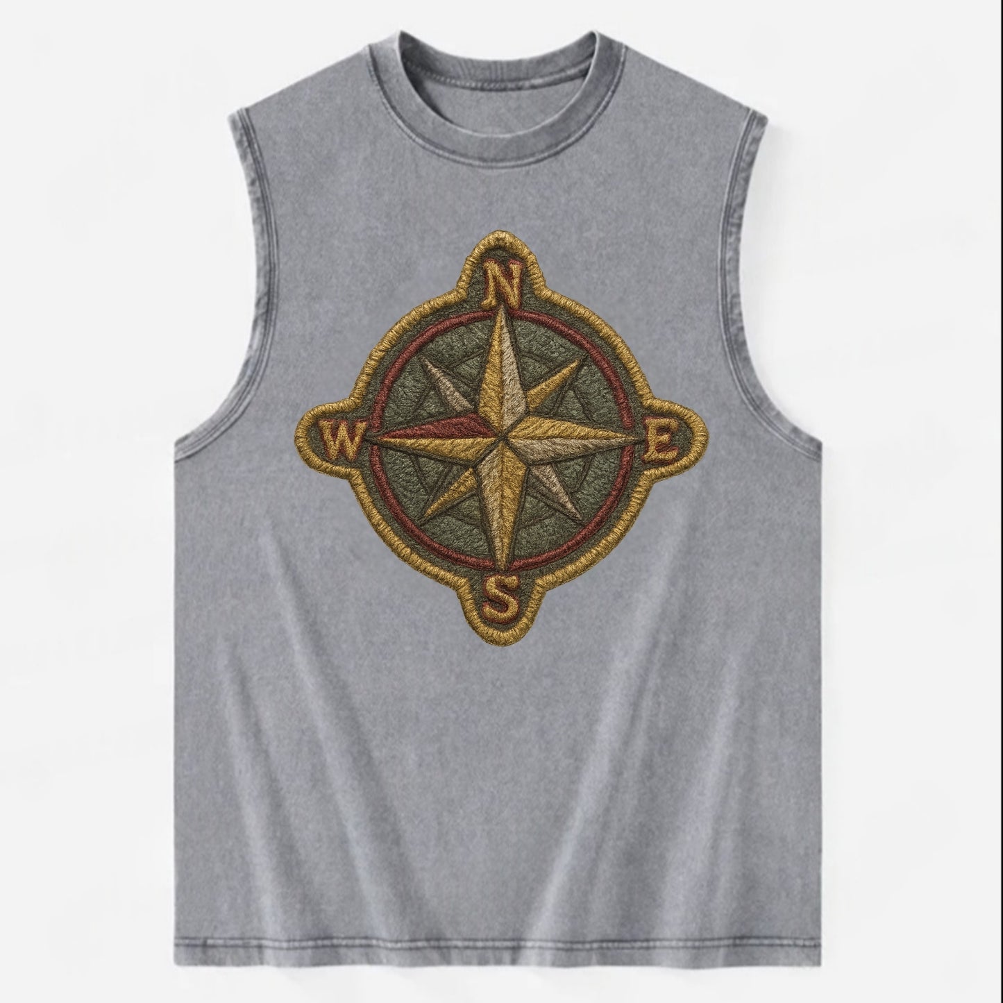 Compass rose with cardinal directions - explorer symbol - Vintage Washed Tank - Grey