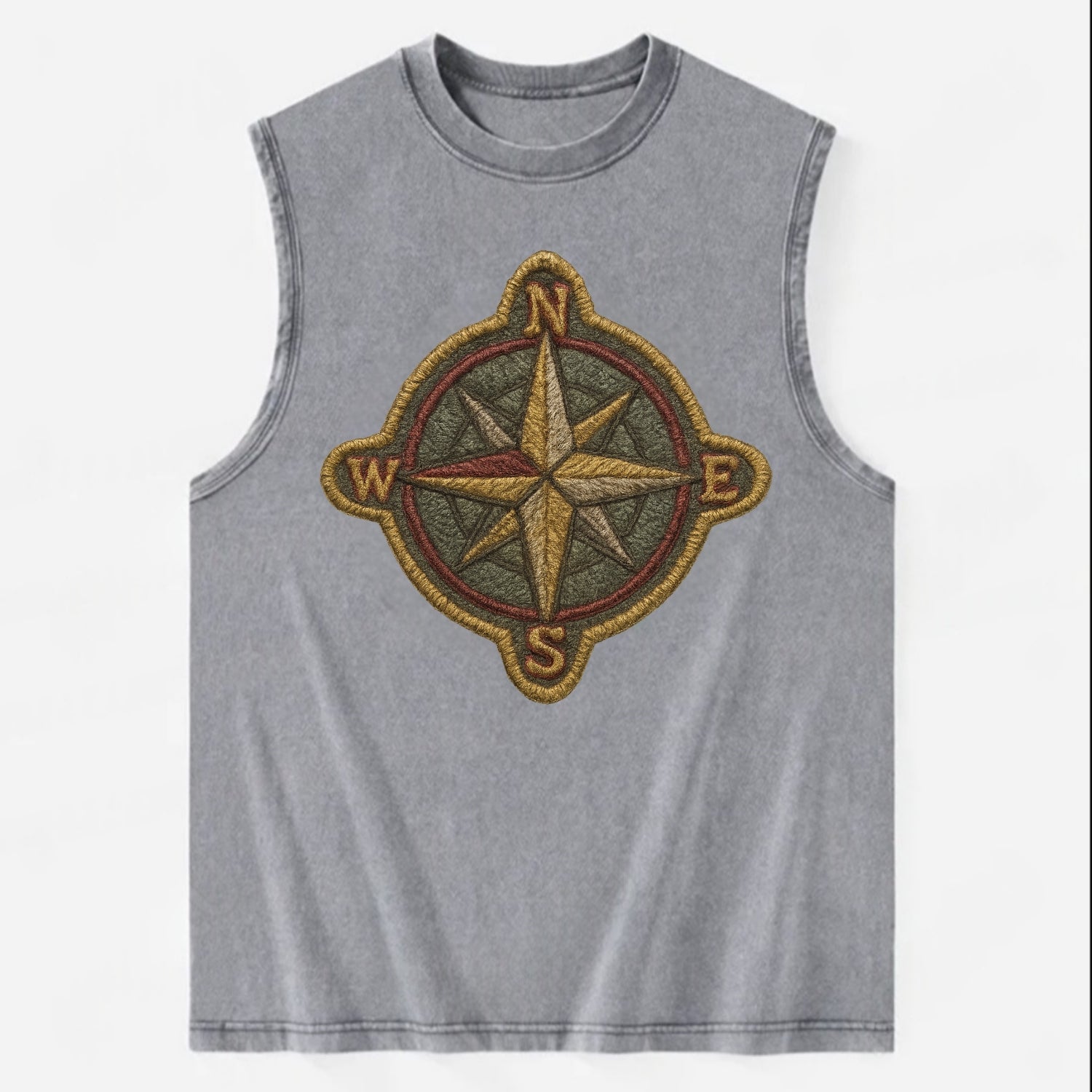 Compass rose with cardinal directions - explorer symbol - Vintage Washed Tank - Grey