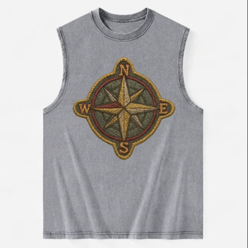 Compass rose with cardinal directions - explorer symbol - Vintage Washed Tank
