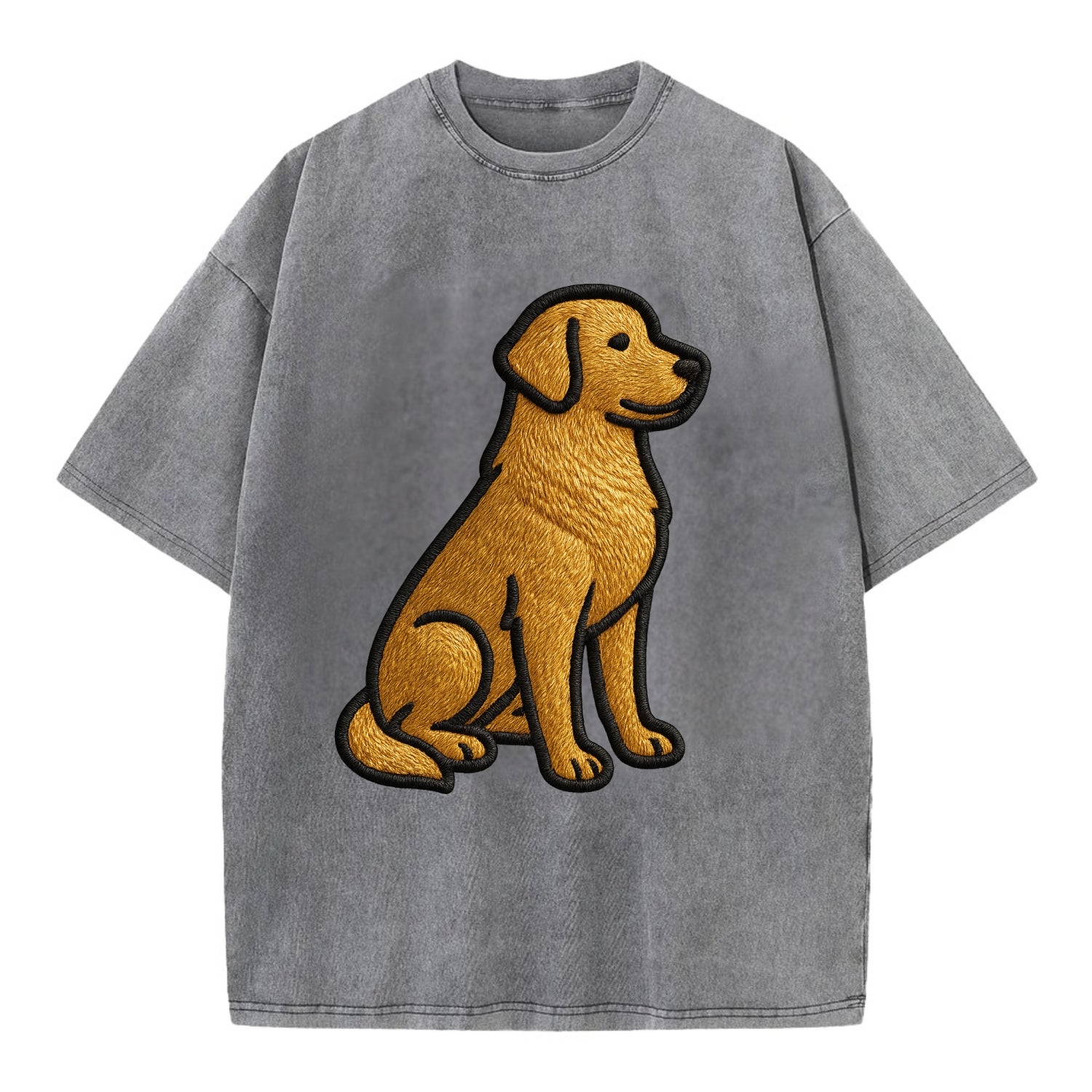 Golden Retriever - Contemporary geometri - Vintage T-shirt - Grey