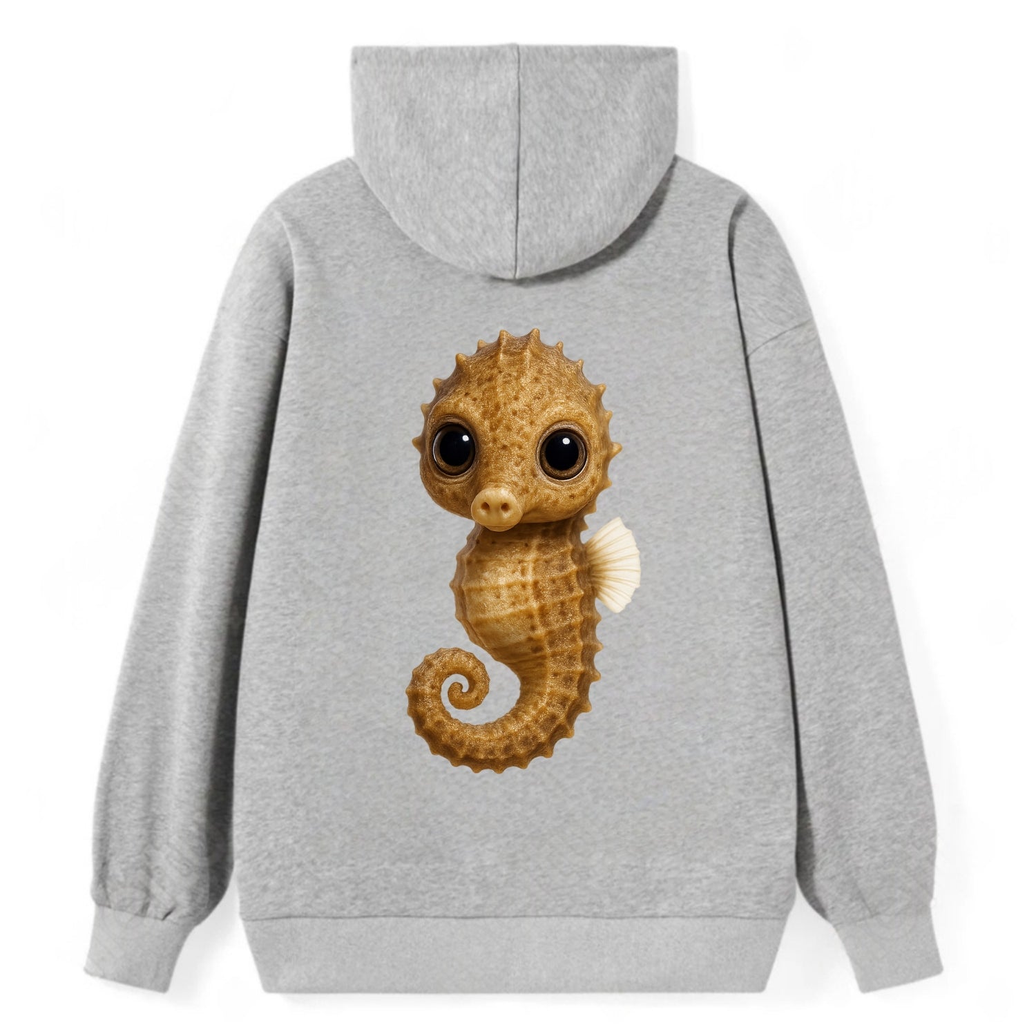 Baby Seahorse - curled tail, snout, large eyes, front-facing, delicate - Classic Pullover Hoodie - Grey