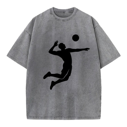 Volleyball player spiking ball - Vintage T-shirt - Grey