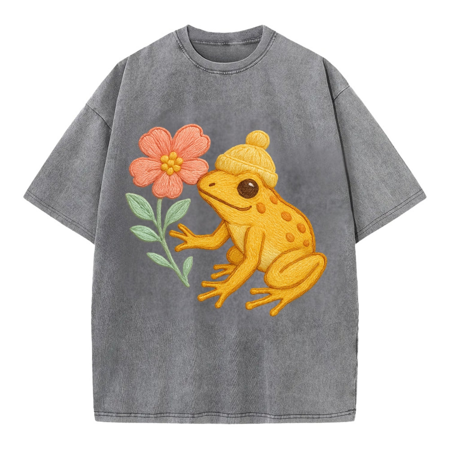 Yellow Dart Frog - Vintage T-shirt - Grey