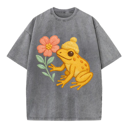 Yellow Dart Frog - Vintage T-shirt - Grey