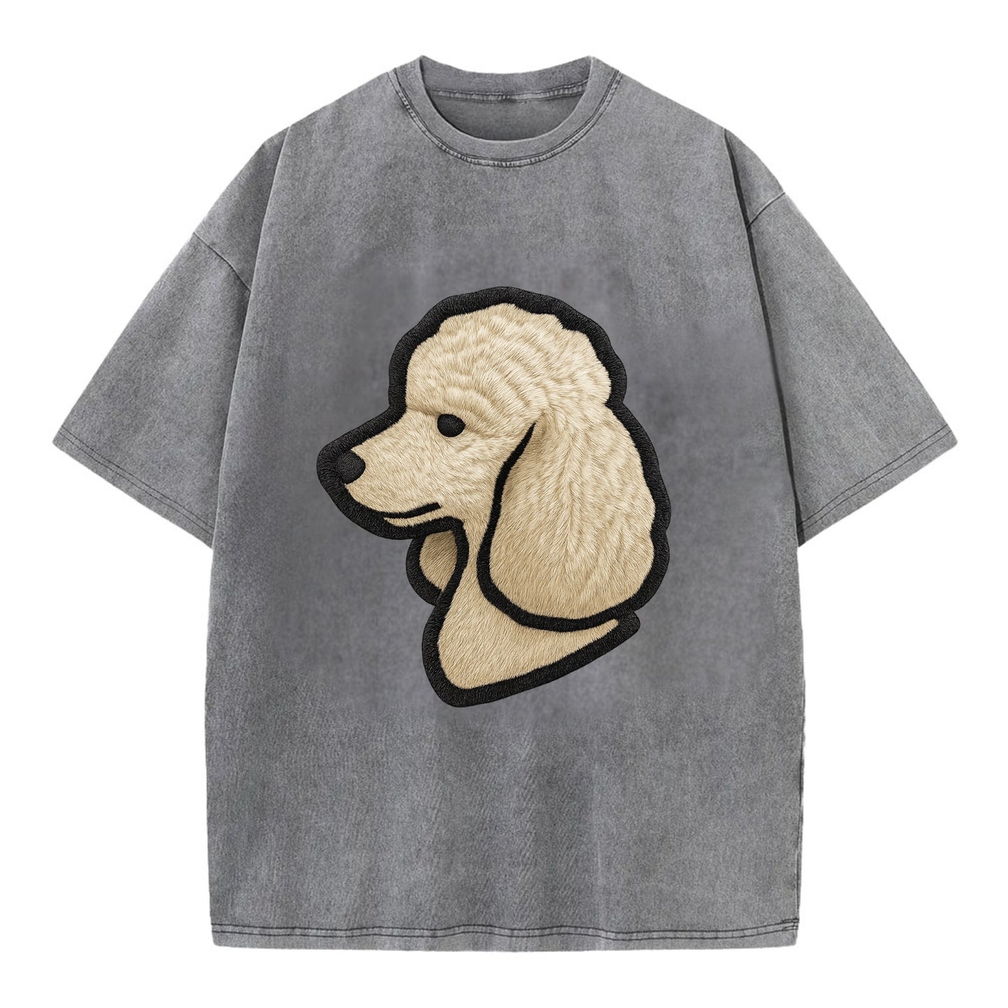 Poodle - Contemporary clean style with s - Vintage T-shirt - Grey