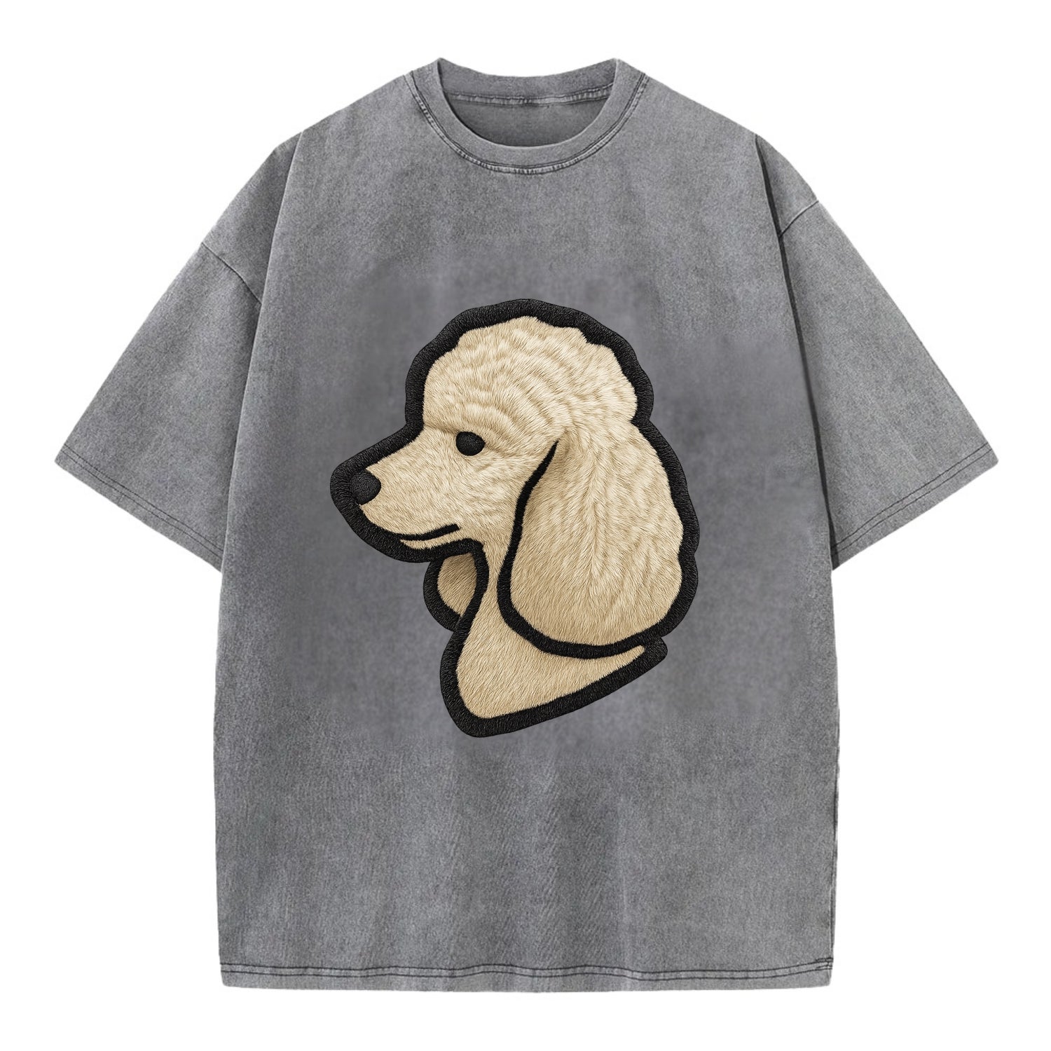 Poodle - Contemporary clean style with s - Vintage T-shirt - Grey