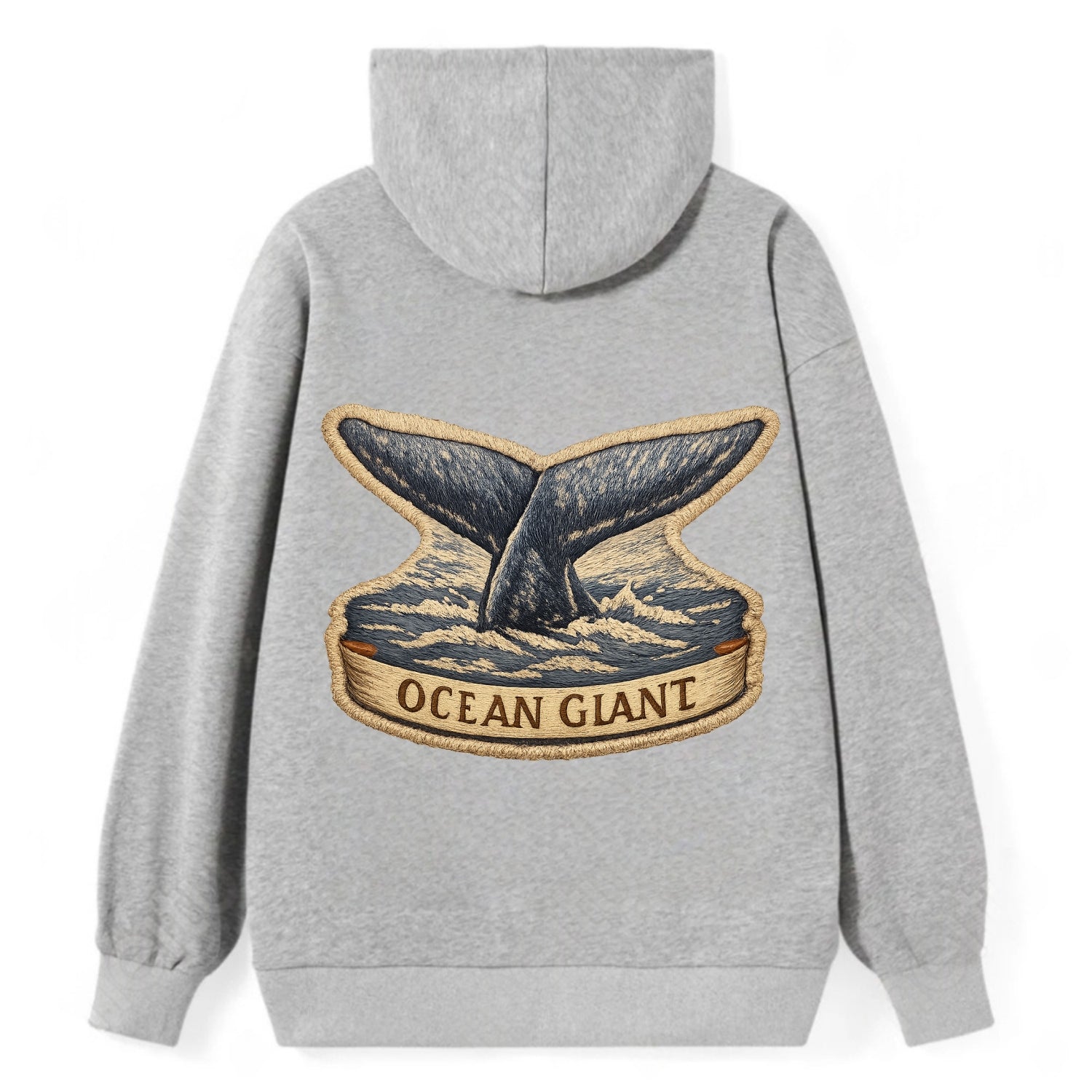 WHALE TAIL - diving whale in blue and gray , ocean giant - Classic Pullover Hoodie - Grey