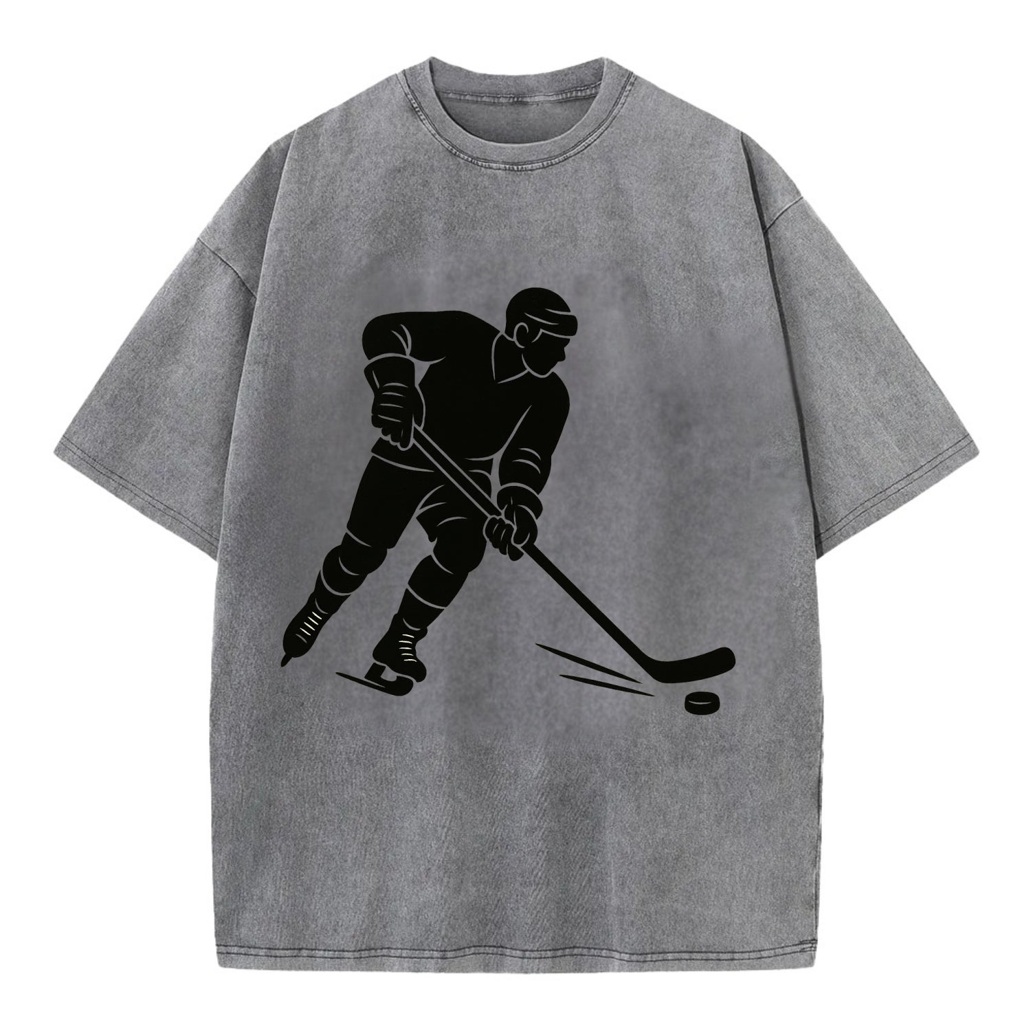 Ice hockey player shooting puck - Vintage T-shirt - Grey