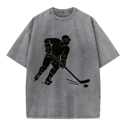 Ice hockey player shooting puck - Vintage T-shirt - Grey