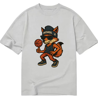 Washington Fox wearing Wizards beanie with capitol patch and wayfarer sunglasses - Classic T-shirt - Grey