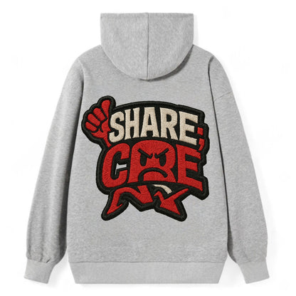 SHARE;CARE TOO MUCH Oversharer Green Hat - Classic Pullover Hoodie - Grey