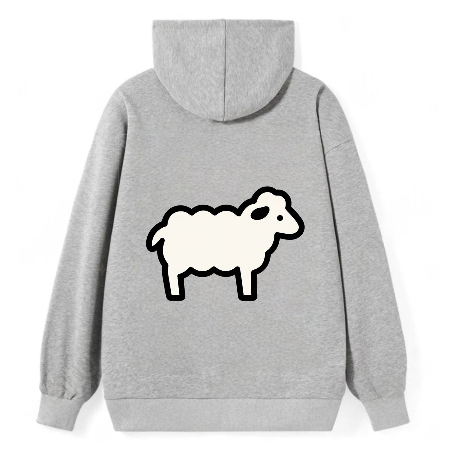 Sheep - White fluffy wool flat side profile - Classic Pullover Hoodie - Grey