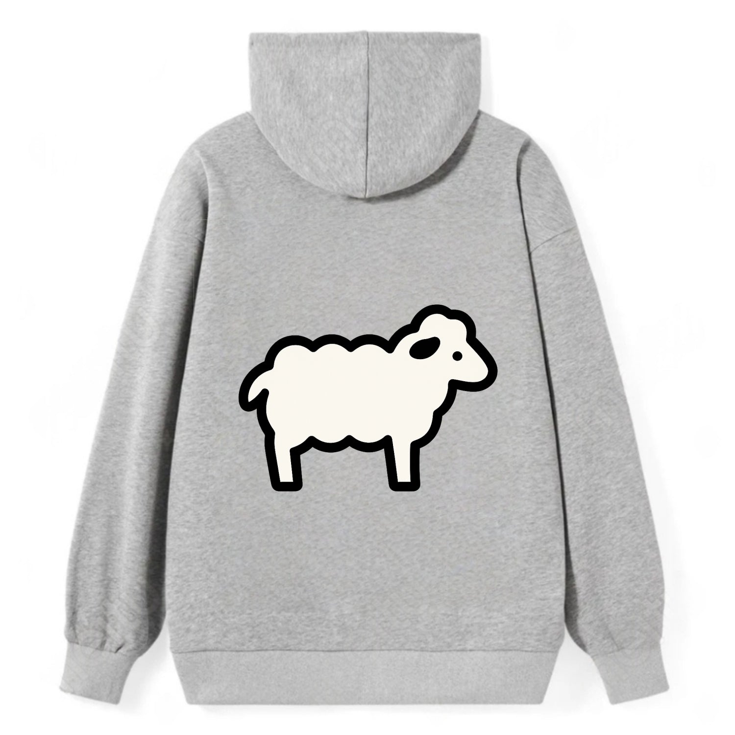 Sheep - White fluffy wool flat side profile - Classic Pullover Hoodie - Grey
