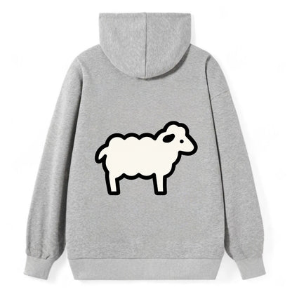 Sheep - White fluffy wool flat side profile - Classic Pullover Hoodie - Grey