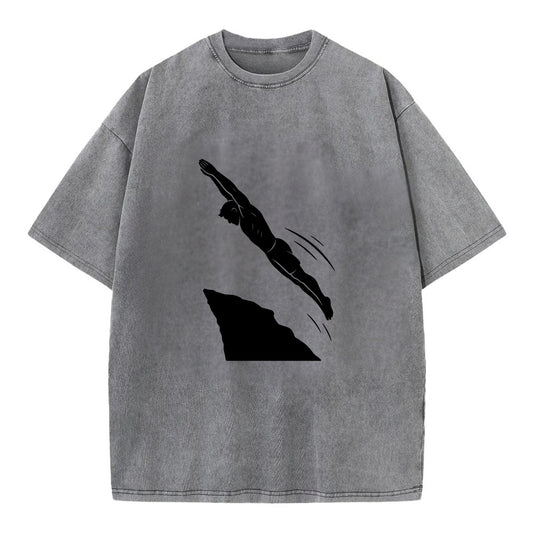 Cliff diver perfect form - Vintage T-shirt - Grey