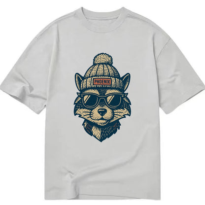 Arizona Ringtail wearing Phoenix beanie with pom pom and wayfarer sunglasses - Classic T-shirt - Grey