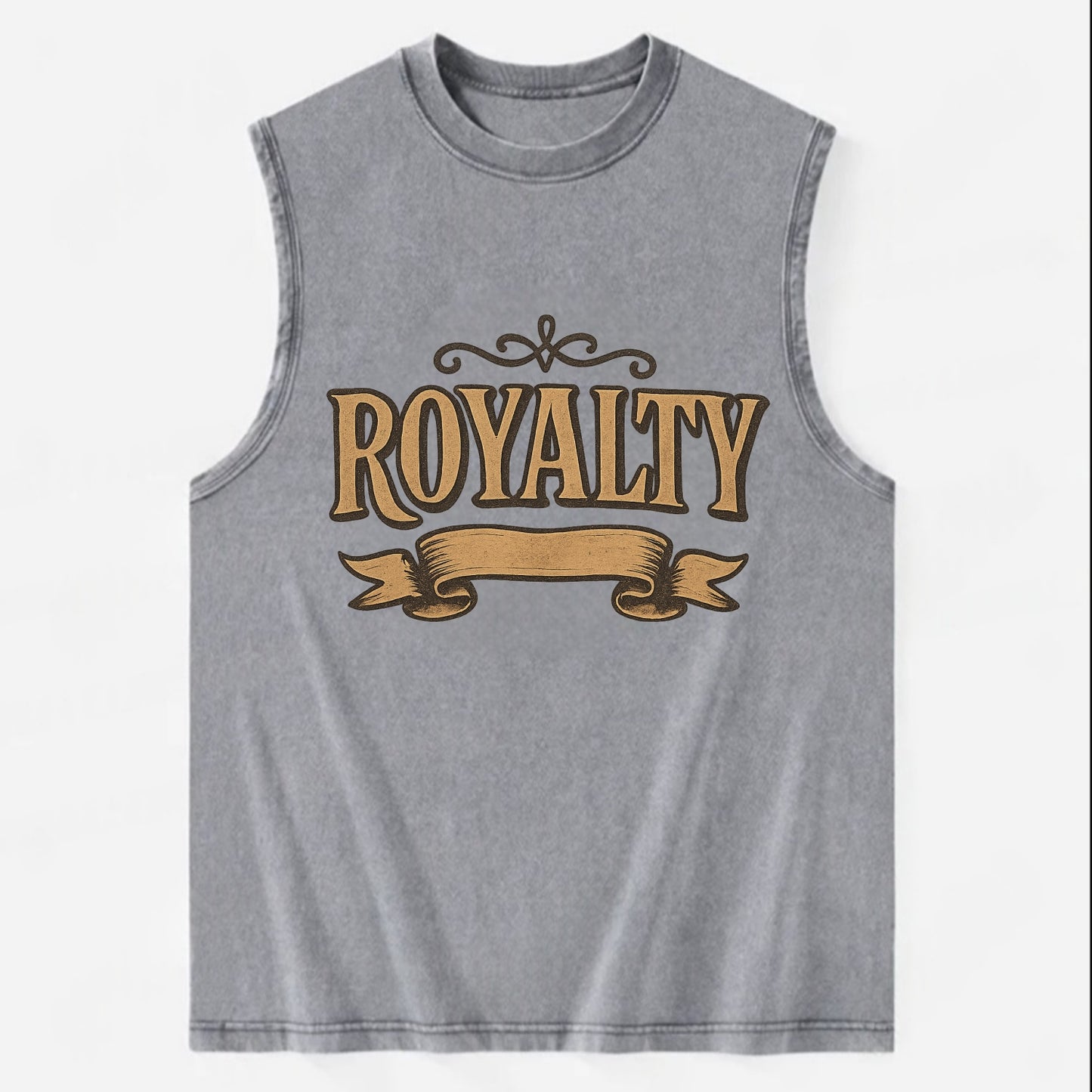 Bold typography design - "ROYALTY" - regal bearing, noble spirit - Vintage Washed Tank - Grey