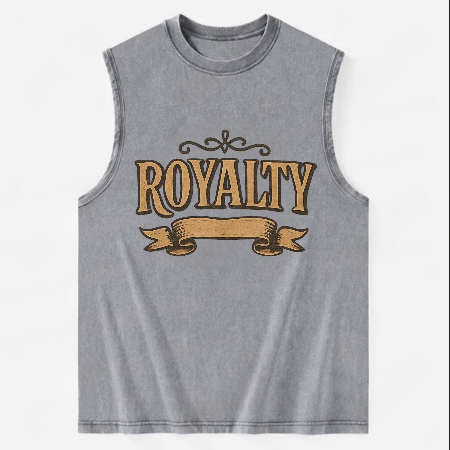 Bold typography design - "ROYALTY" - regal bearing, noble spirit - Vintage Washed Tank - Grey
