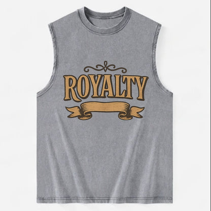 Bold typography design - "ROYALTY" - regal bearing, noble spirit - Vintage Washed Tank - Grey