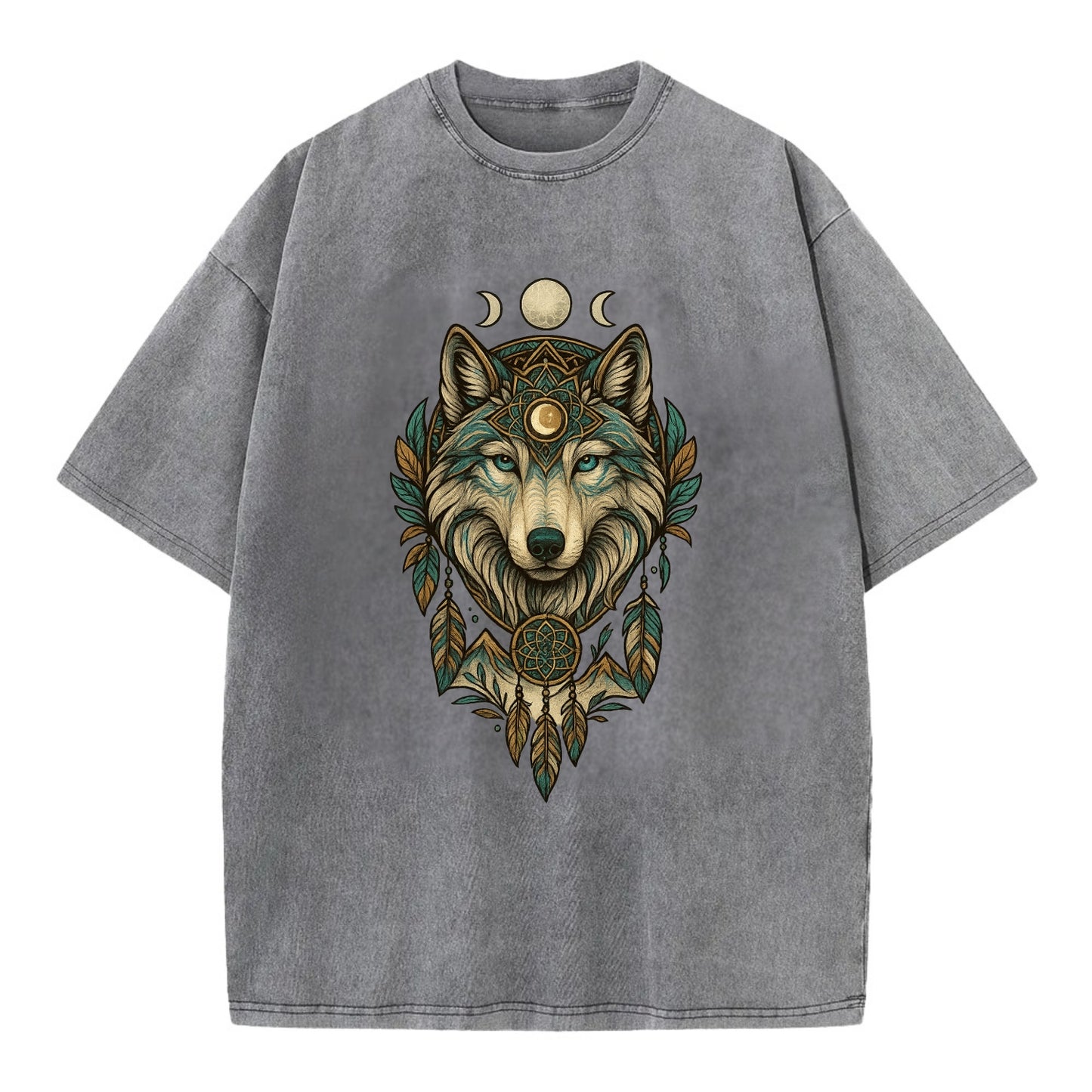 Pearl Wolf Shimmer  - Vintage T-shirt - Grey