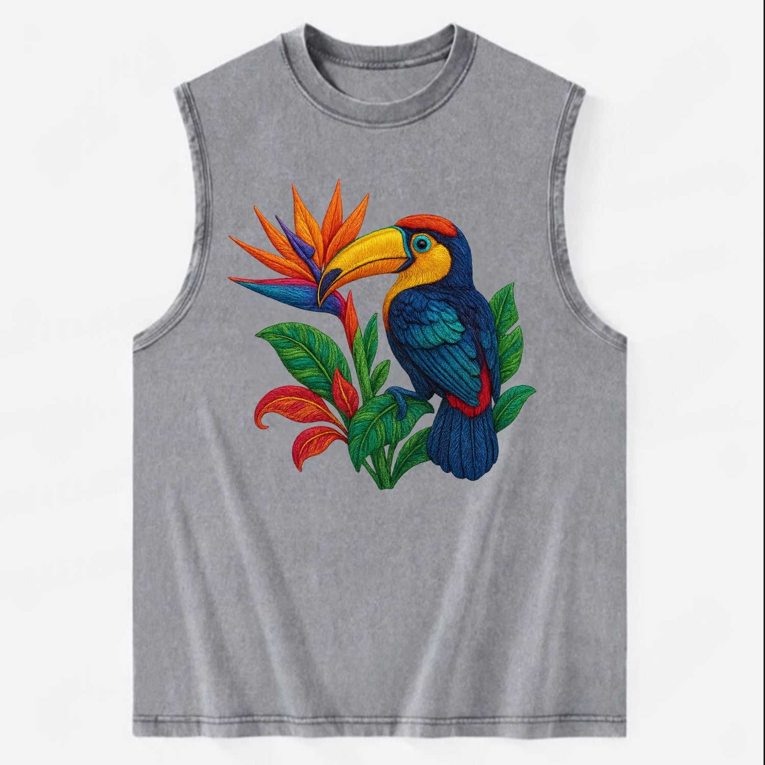 Toucan Paradise - Vintage Washed Tank - Grey