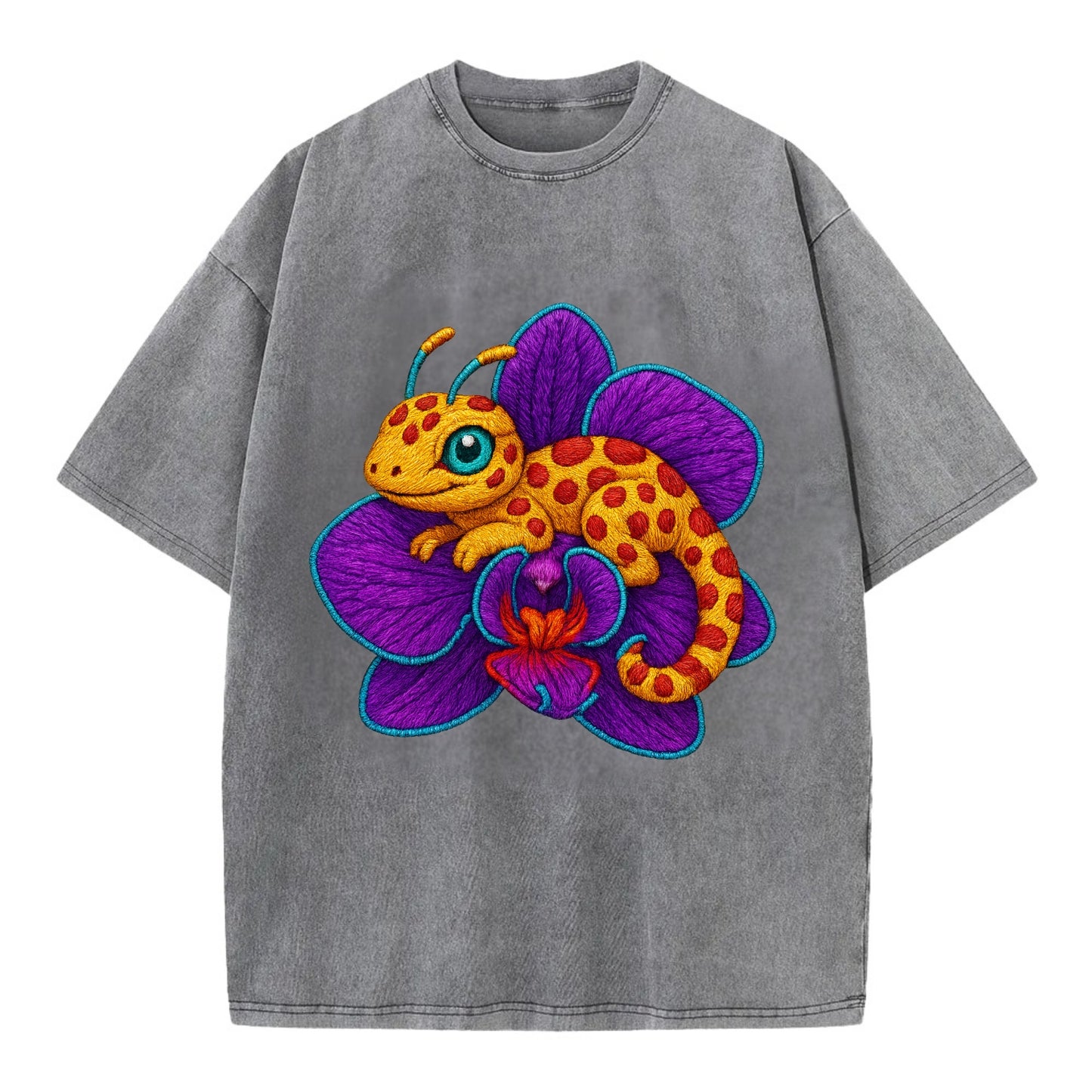 Leopard Orchid - Vintage T-shirt - Grey