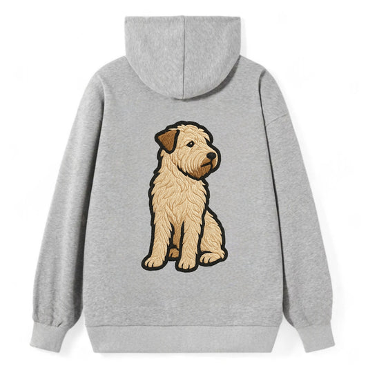 Soft Coated Wheaten Terrier - Light tan flowing coat embroidered pose - Classic Pullover Hoodie - Grey