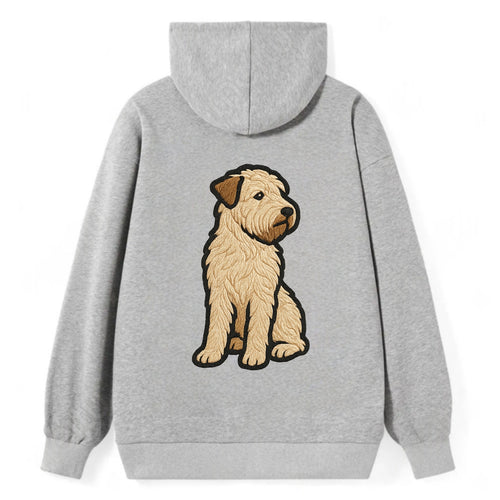 Soft Coated Wheaten Terrier - Light tan flowing coat embroidered pose - Classic Pullover Hoodie