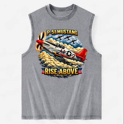 P 51 Mustang Rise Above - Vintage Washed Tank - Grey