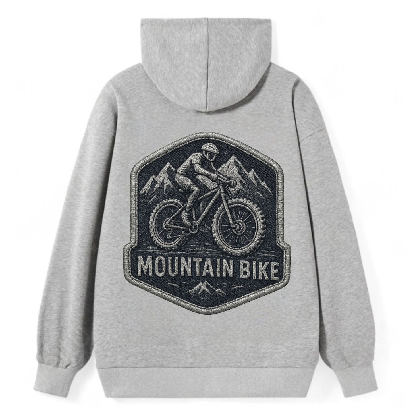 Mountain bike with rugged tires - cyclist badge - Classic Pullover Hoodie - Grey