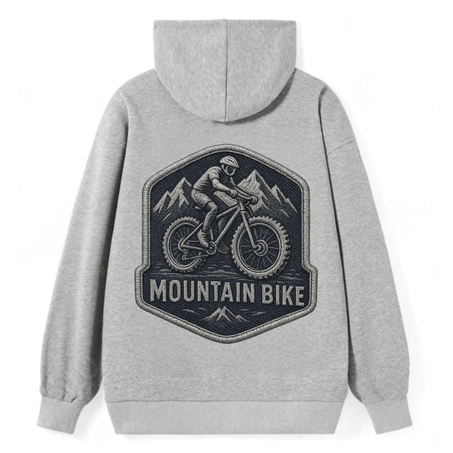 Mountain bike with rugged tires - cyclist badge - Classic Pullover Hoodie - Grey