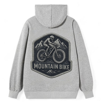 Mountain bike with rugged tires - cyclist badge - Classic Pullover Hoodie - Grey