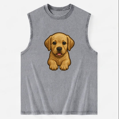 Baby Labrador Retriever Puppy - yellow/black/chocolate, soulful eyes, soft - Vintage Washed Tank - Grey