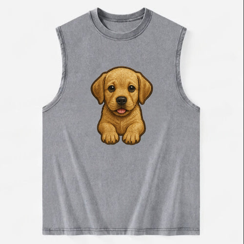 Baby Labrador Retriever Puppy - yellow/black/chocolate, soulful eyes, soft - Vintage Washed Tank