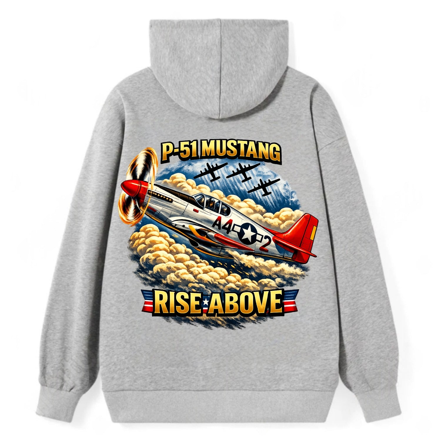 P 51 Mustang Rise Above - Classic Pullover Hoodie - Grey