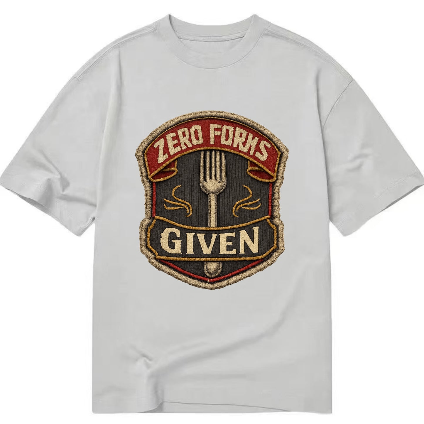 ZERO FORKS GIVEN - fork with text in silver , no cares attitude - Classic T-shirt - Grey