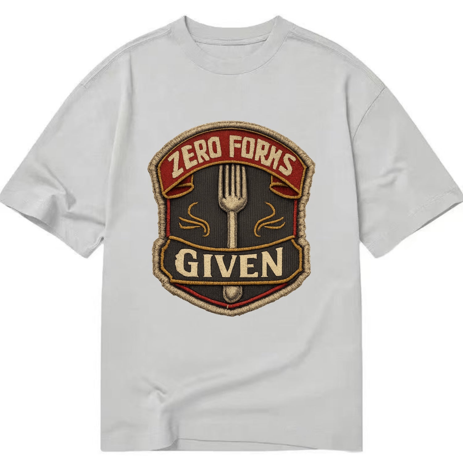 ZERO FORKS GIVEN - fork with text in silver , no cares attitude - Classic T-shirt - Grey