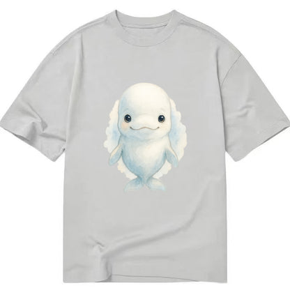 Baby Beluga Whale - pure white, rounded forehead, small eyes with big - Classic T-shirt - Grey